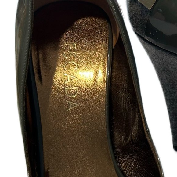 Elegant ESCADA 38.5 EU (8.5) Green Patent Leather and Grey Heels - Picture 10 of 10